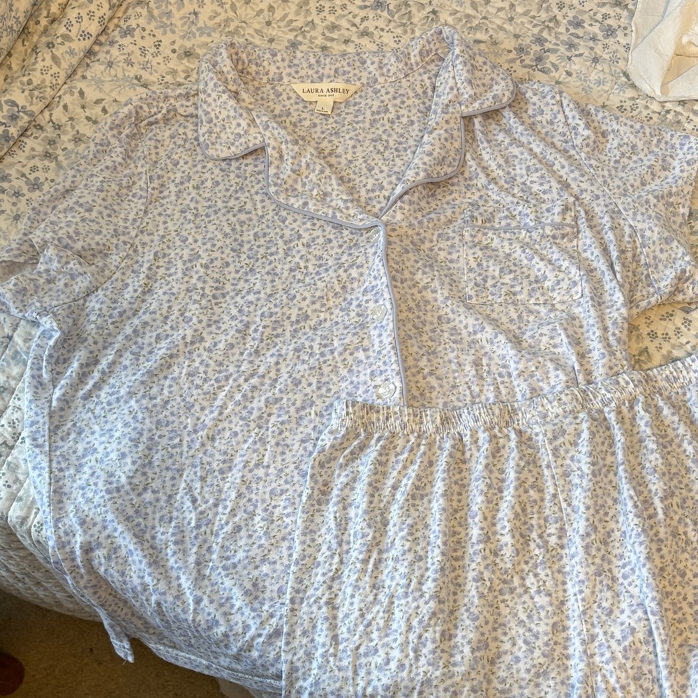 Laura Ashley Light Blue Floral Sleepwear Set